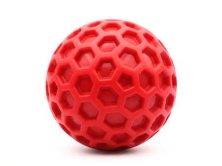 Honeycomb Squeaky ball dog toy red
