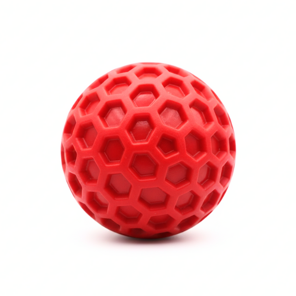 Honeycomb Squeaky ball dog toy red