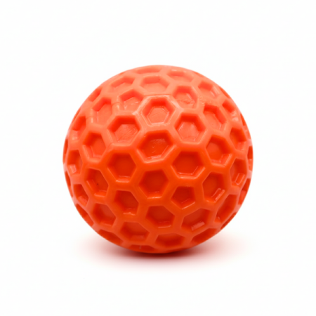Honeycomb Squeaky ball dog toy Orange