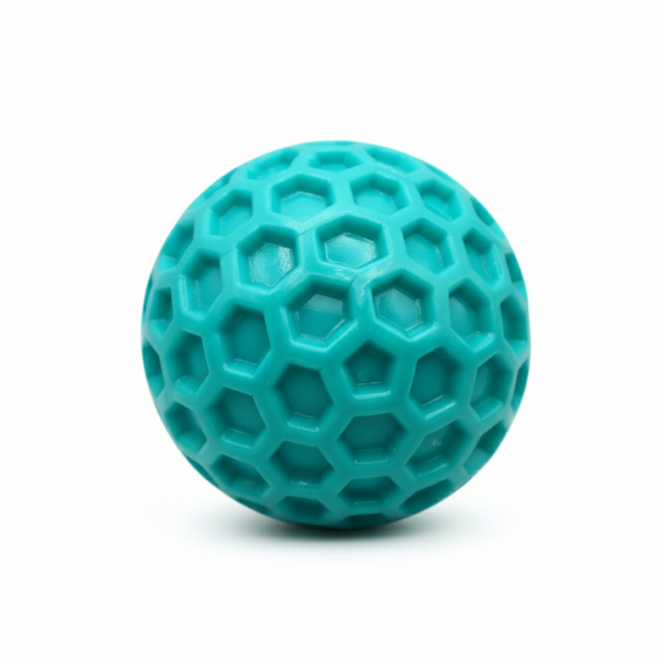 Honeycomb Squeaky ball dog toy blue