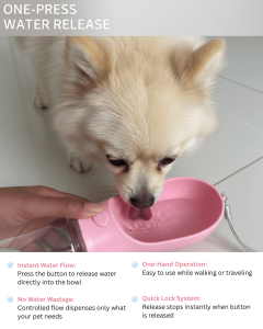 PET BASKET Portable Food & Water Bottle for Dogs-Leak Proof Dispenser with In-built Bowl, 400ml - Image 3