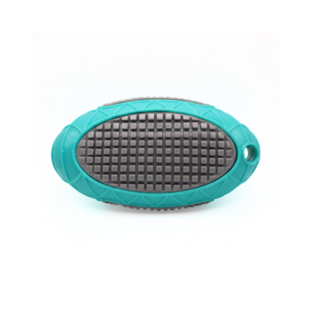 Checkered soft oval dog chew toy - blue
