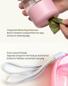 PET BASKET Portable Food & Water Bottle for Dogs-Leak Proof Dispenser with In-built Bowl, 400ml - Image 4