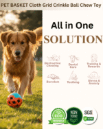 PET BASKET Cloth-Grid Crinkle Ball Dog Chew Toy for Medium and Large Breeds-Durable, Eco-friendly, SGS Certified, Non-Toxic,TPR - Image 5